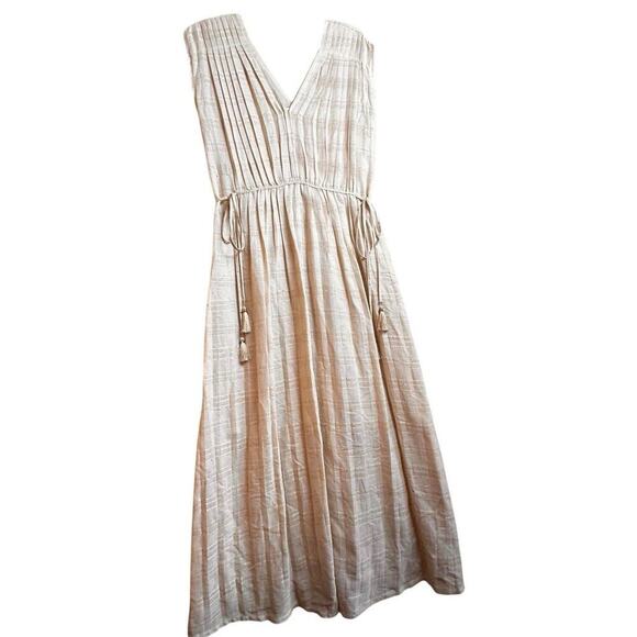 Chelsea & Violet Womens‎ Sz S Beige Gold Pleated Greek Goddess Dress Boho Beach - Picture 9 of 16